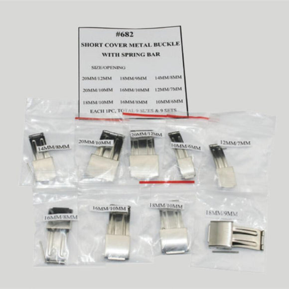 9PCS 10-20MM Short Cover Metal Watch Buckles with Spring Bar Watch Part