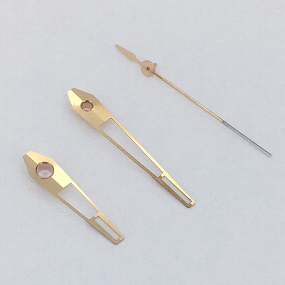 Rose gold luminous watch hands compatible with Asian 8215/2813 and Miyota 8N24 movements, stylish and precise.