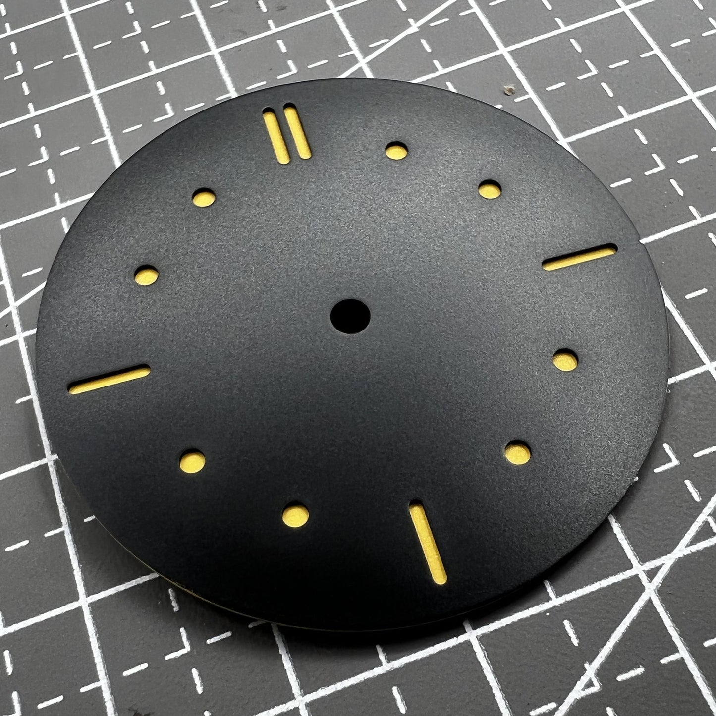 Black 39mm dial with green luminous dot for ETA 6497 6498 watch movement by Schwarzes.