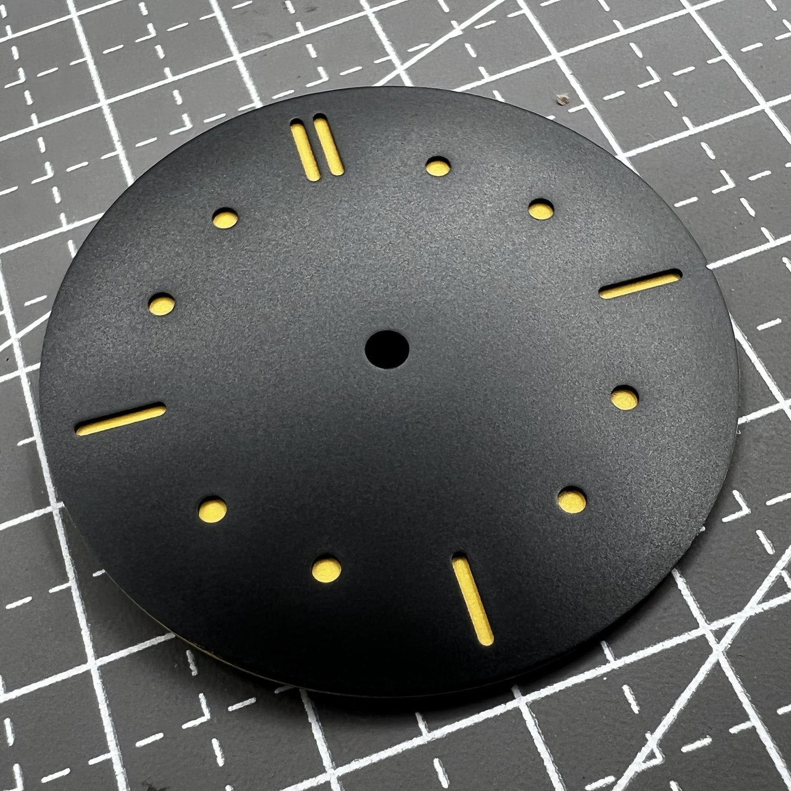 Black 39mm dial with green luminous dot for ETA 6497 6498 watch movement by Schwarzes.