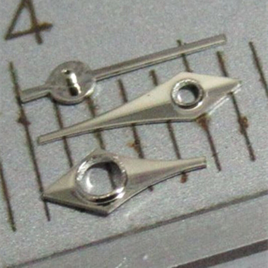 Silver arrow-shaped watch hands set, compatible with Miyota 2035/2115/2105/2305/2315 movements.