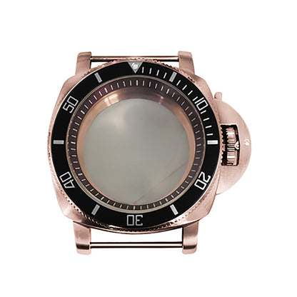 42 mm Mineralspiegel PVD Stahl Roségold Uhrengehäuse für NH35/NH36/4R/7S 