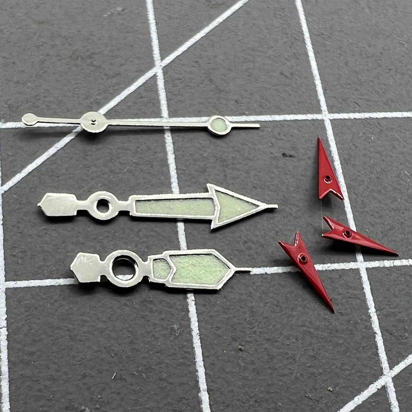 10mm Silver Trim Green Luminous Watch Hands for Miyota 0S60 Movement