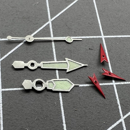10mm Silver Trim Green Luminous Watch Hands for Miyota 0S60 Movement