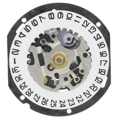 Hattori Epson VX12E quartz watch movement with date display at 3 o'clock, Japan made.