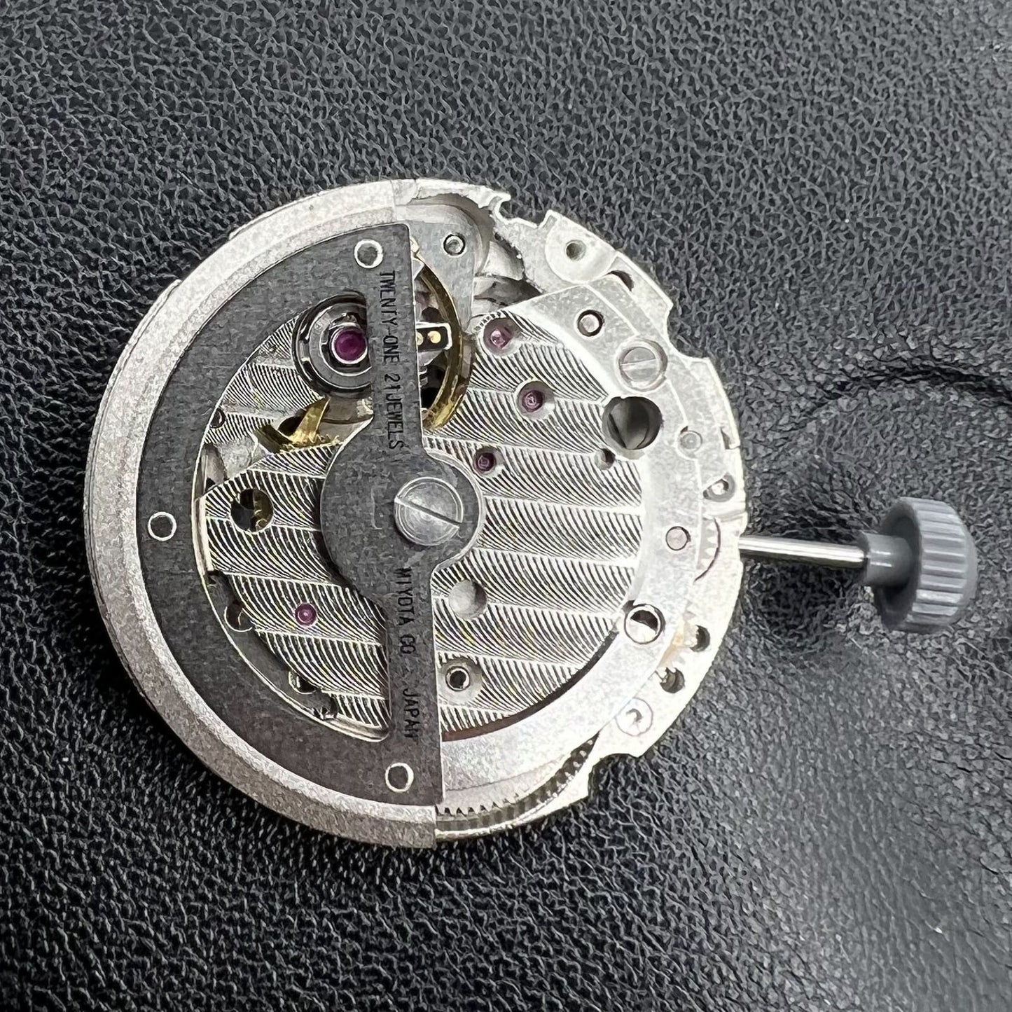 Miyota 8217 automatic watch movement with small second at 9, precision Japan-made mechanism by Citizen.