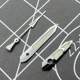 12.5mm Green Lume Silver Trim Arrow Shape Watch Hands for NH35/36 Movement