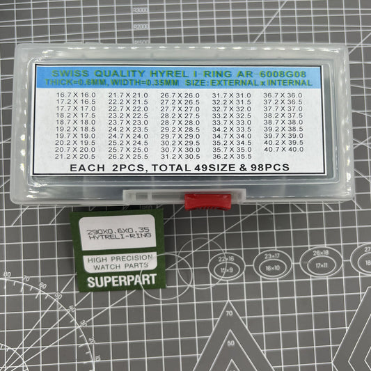 Waterproof O ring watch back gasket washers by AR-6008G08, 49 sizes, 98 pieces for watch repair.