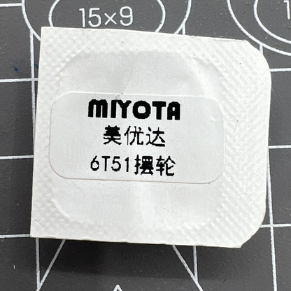Balance wheel spare part for Miyota 6T51 6601 movement, precision watch accessory.