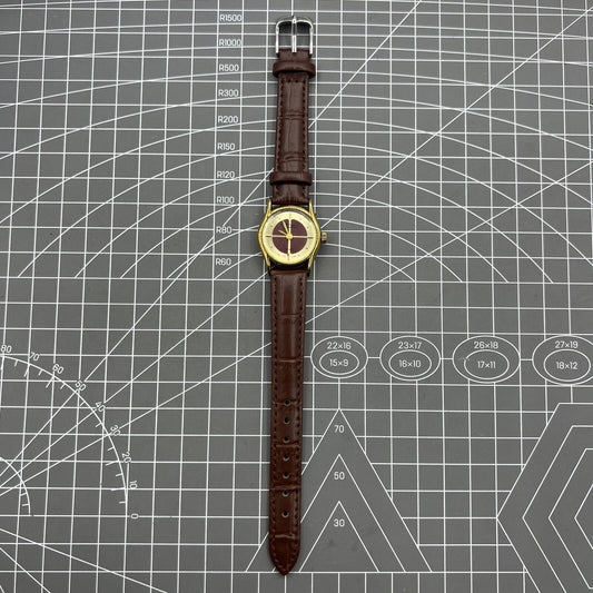 Brown 26mm Liaocheng TAISHAN manual mechanical lady watch with 19 jewels and golden nail details