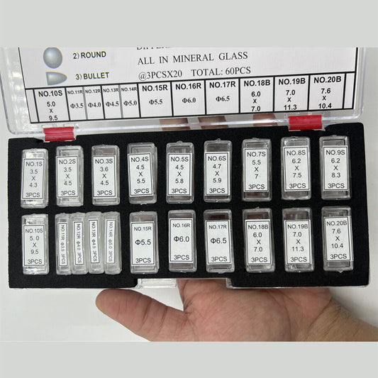 Different shape date lens for watches, mineral glass, 3 sizes, 60 pieces per box by KG-6021-DLF.