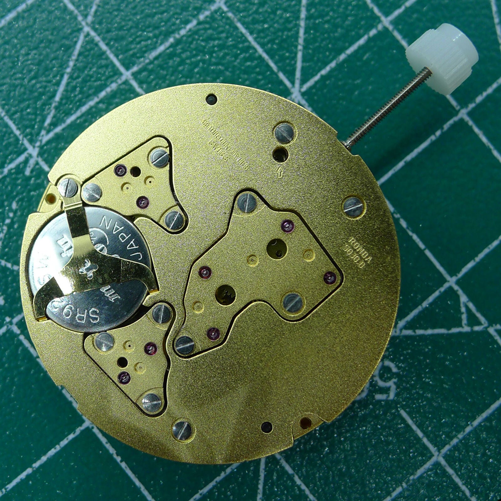 Swiss Made Ronda 5030D quartz watch movement with date display at 4 o?clock for precision and durability.