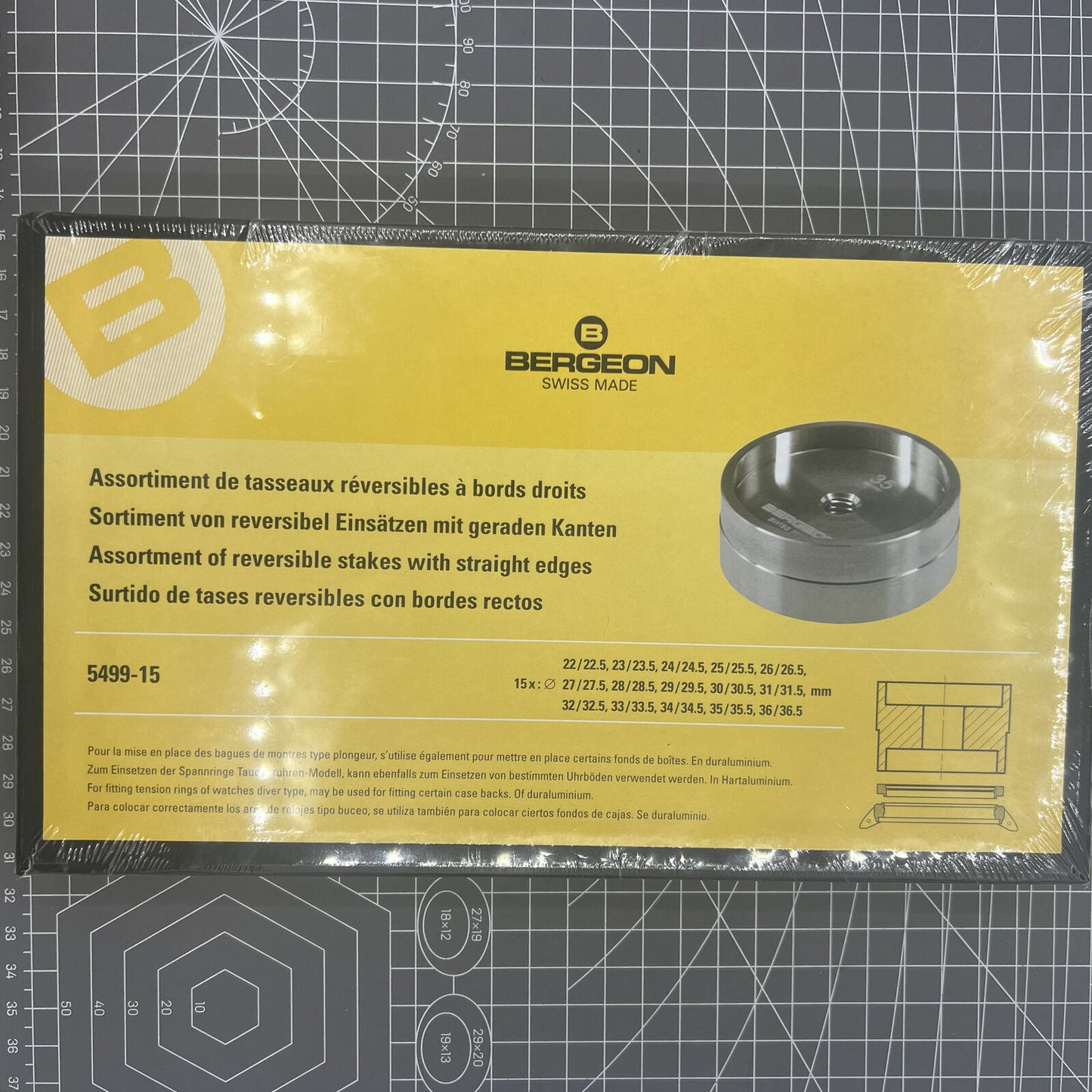 Swiss Bergeon 5499-15 aluminium glass fitting dies for tension ring watch glasses, precise accessory for repairs