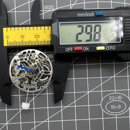 Asian HZ75DOA silver hollow balance wheel detailing automatic mechanical movement for precision watchmaking.