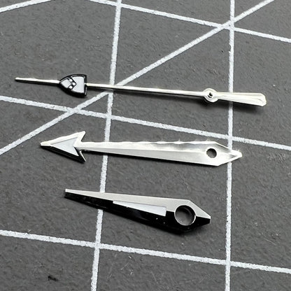 Silver pointed second hand with green lume, designed for NH35/36 watch movements.