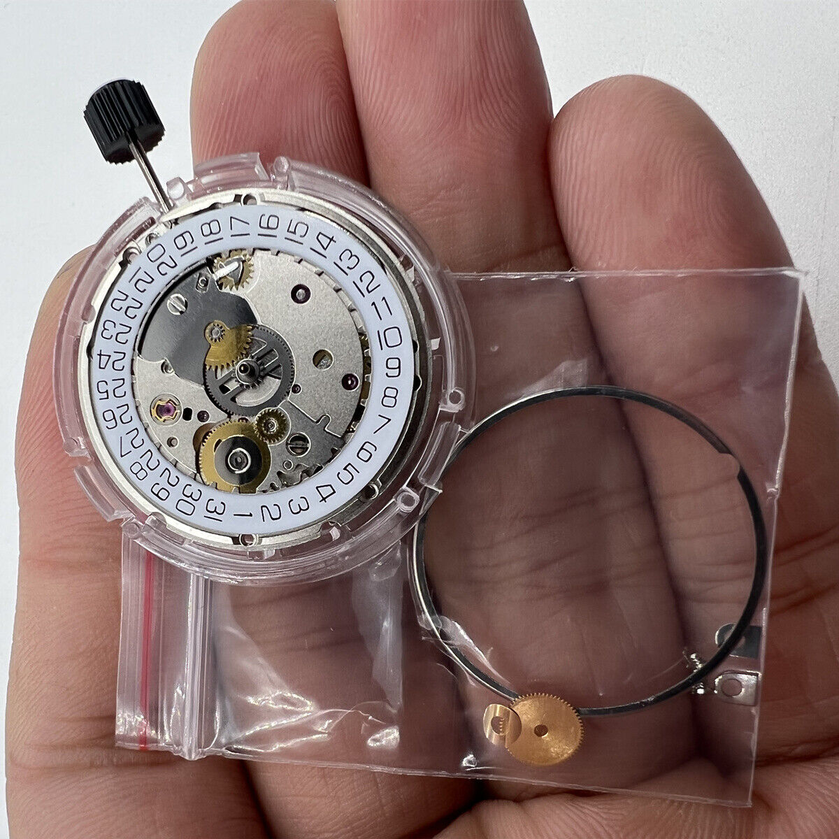 Seagull ST2130 automatic watch movement, silver plated, clone for ETA 2824-2, precise replacement part.