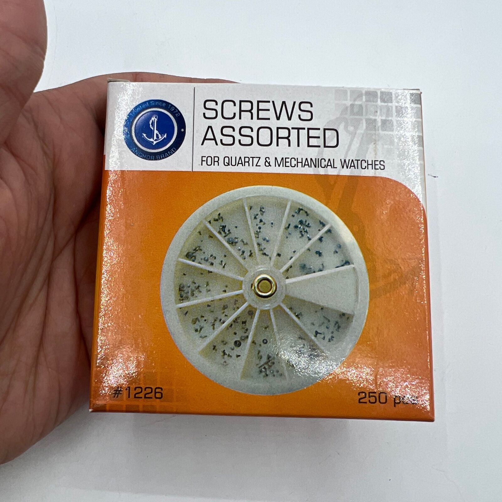 Swiss Made stainless steel mini watch screws for precise repairs and adjustments, pack of 250 pieces.