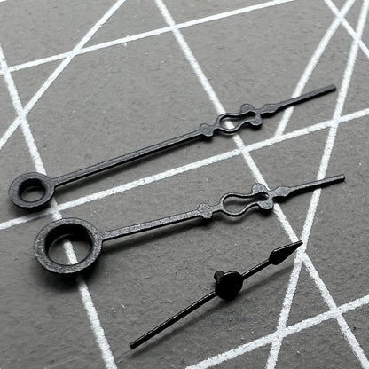 Small black floral watch hands by Seagull, designed for ST3600/ST3621 and ETA6497/6498 movements, elegant accessory.