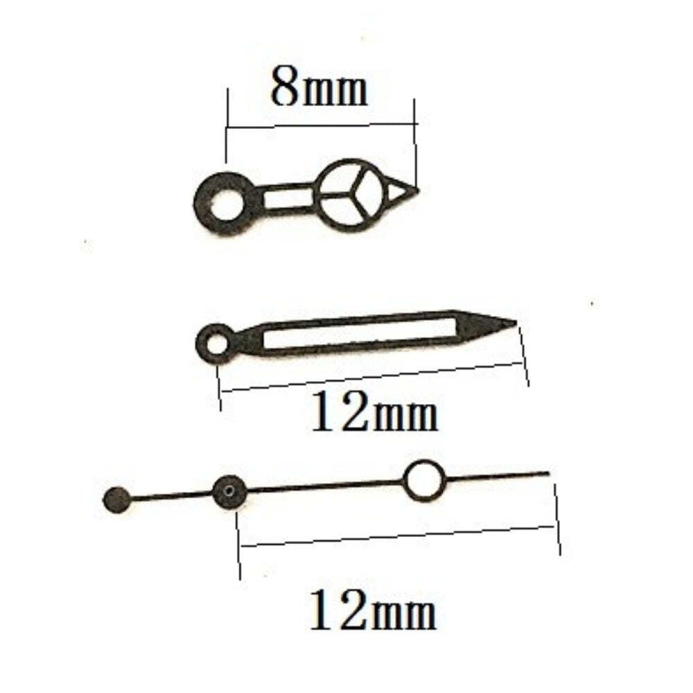 2 Sets/Pack Black Trim Lume Hands Set for Seagull ST6 Mechanical Movement