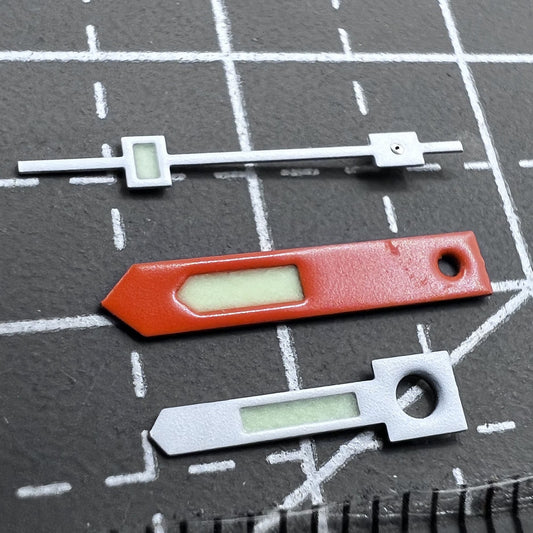 Grünes Lume Vintage Uhrenzeigerset Orange Weiß Akzent für NH34 NH35 NH36 NH38