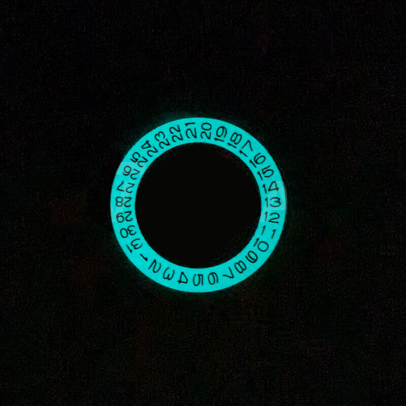 Luminous date disk wheel for NH35 watch movement with precise 3 o'clock date display, high-quality fit.