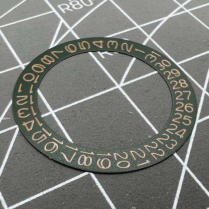 Dark hunter green date wheel with ochre brown font for Miyota NH35 NH36 watch accessories.