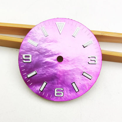 28.5mm green lume numeral watch dial, designed for NH35 4R35 automatic watches.