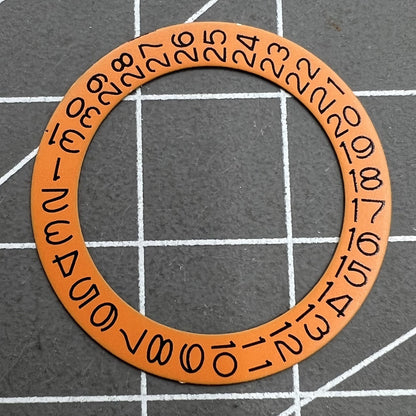 Orange background date disk wheel overlay for NH35 NH36 date at 3 watch movement