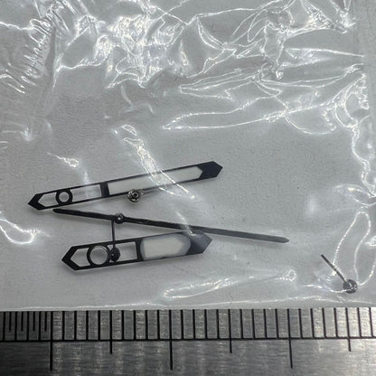 Black trim lume watch hands designed for Ronda 5030.D quartz movement by P1-H5-NO13, ideal for precise timekeeping.