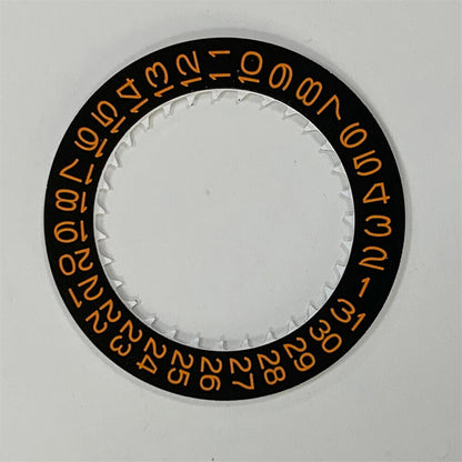 Orange date disk for NH35 NH36 watch movement, black background, compatible with watch date repair.
