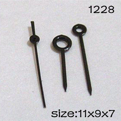 Black watch hands set compatible with Miyota 2035 movement, sizes 11mm, 9mm, and 7mm, precision fit for repair.