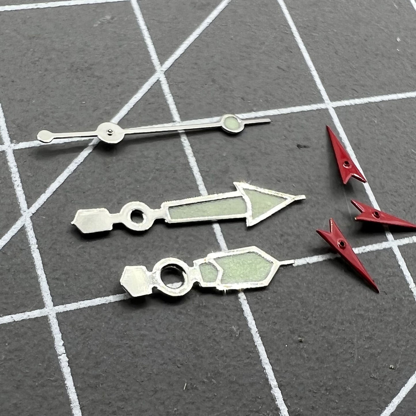 10mm Silver Trim Green Luminous Watch Hands for Miyota 0S60 Movement