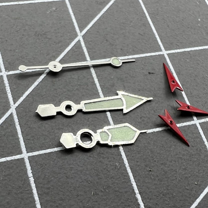10mm Silver Trim Green Luminous Watch Hands for Miyota 0S60 Movement