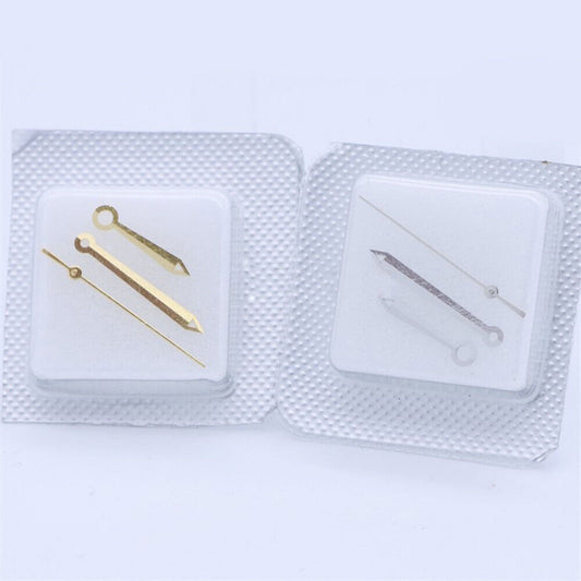 Golden and silver trim arrow-shaped watch hand set with three hands, compatible with ETA2834 and T038,.