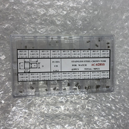 AC-628SS-5 Stainless Steel Watch Crown Tube 1.5mm-2.5mm Diameter 90PCS/Box
