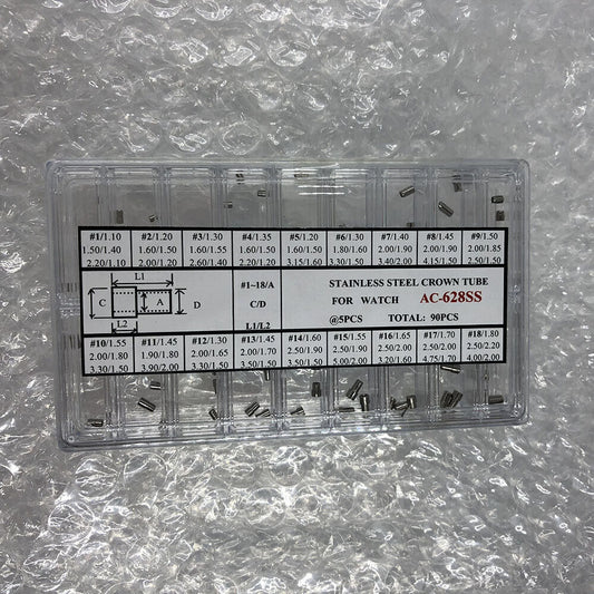 AC-628SS-5 Stainless Steel Watch Crown Tube 1.5mm-2.5mm Diameter 90PCS/Box