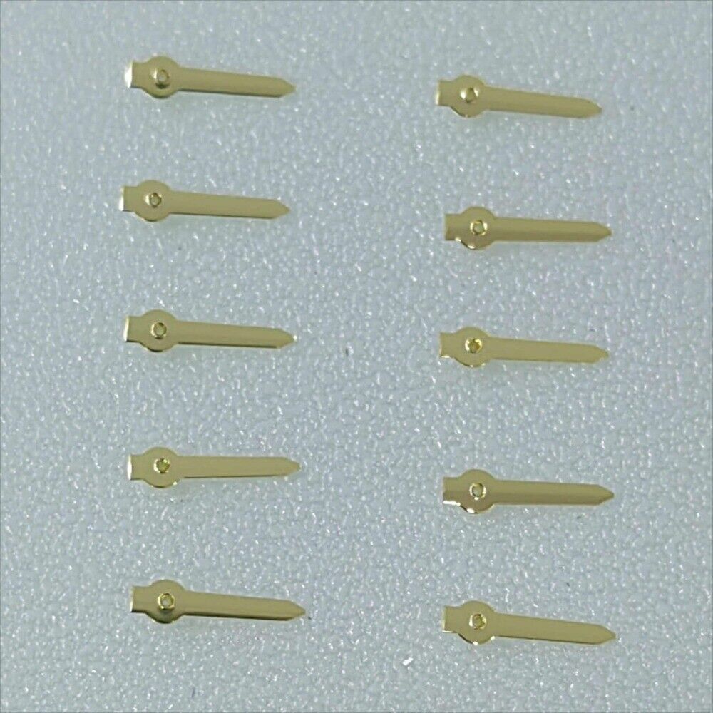 10 Stück 4 mm goldene kleine Sekundenzeiger in Pfeilform für Miyota OS10 OS20 Uhrwerk