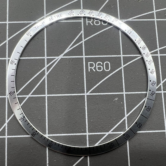 38,5 mm Aluminiumlegierung, weißer Ring + schwarze Schrift, Uhrenlünette für Omega Speedmaster