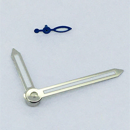 Silver-trim arrow-shaped green lume watch hands for ST3600, ETA6497 mechanical movements.