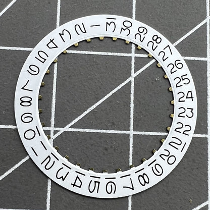 White numeral date disk wheel for ETA2824 movement, Datejust style, precision date@3 display.