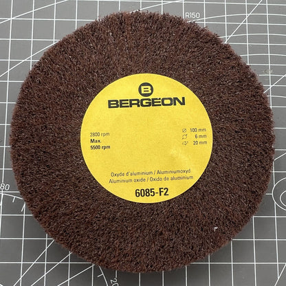 Swiss Bergeon 6085-F2 aluminum oxide polishing brush with fine grain wheels for watch accessory care.