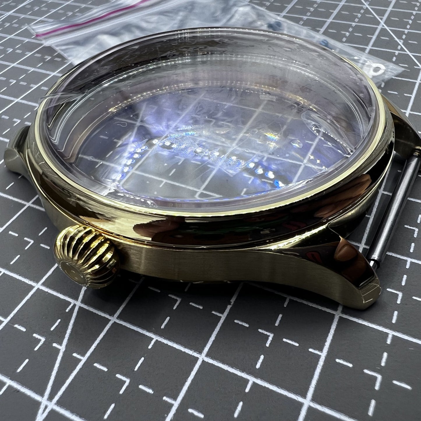 44mm 316L Golden Watch Case for Movement Seagull ST3600/ST3621/ETA6497/ETA6498