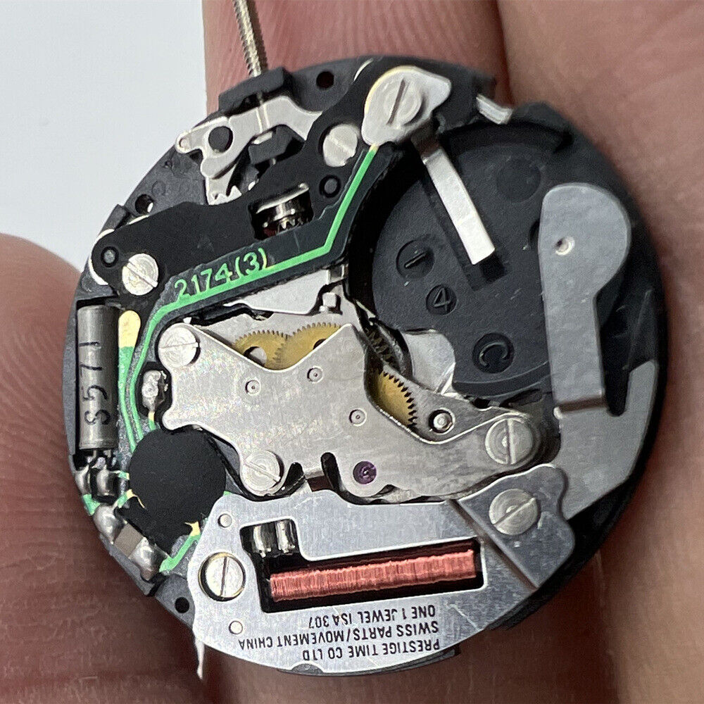 Swiss Made ISA 307 quartz watch movement with 3 hands for precise repairs by Watchmakers brand.
