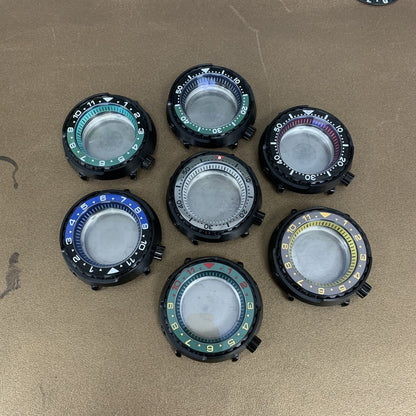 45mm PVD black stainless steel watch case with ceramic ring and mineral glass for NH35 movement.