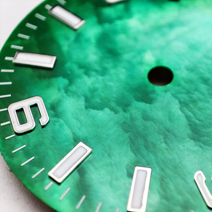 28.5mm green lume numeral watch dial, fits NH35 4R35 automatic movement perfectly.