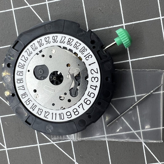 Miyota OS21 quartz watch movement with date at 6, Japan made for precise timekeeping