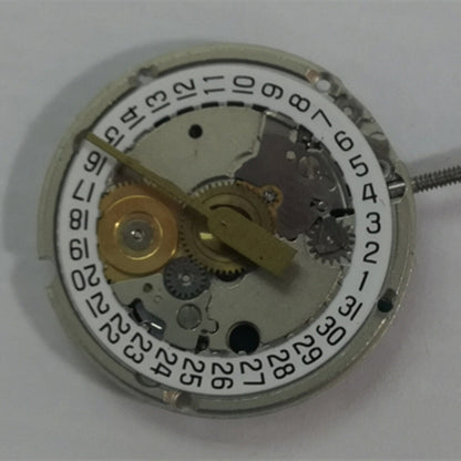 ETA 956.114 white dial quartz watch movement replacement, three-hand design for precise timekeeping.