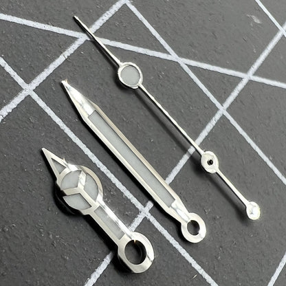 Luminous watch hands set for RLX 3135 movement with hour, minute, and second hands by Luminous.