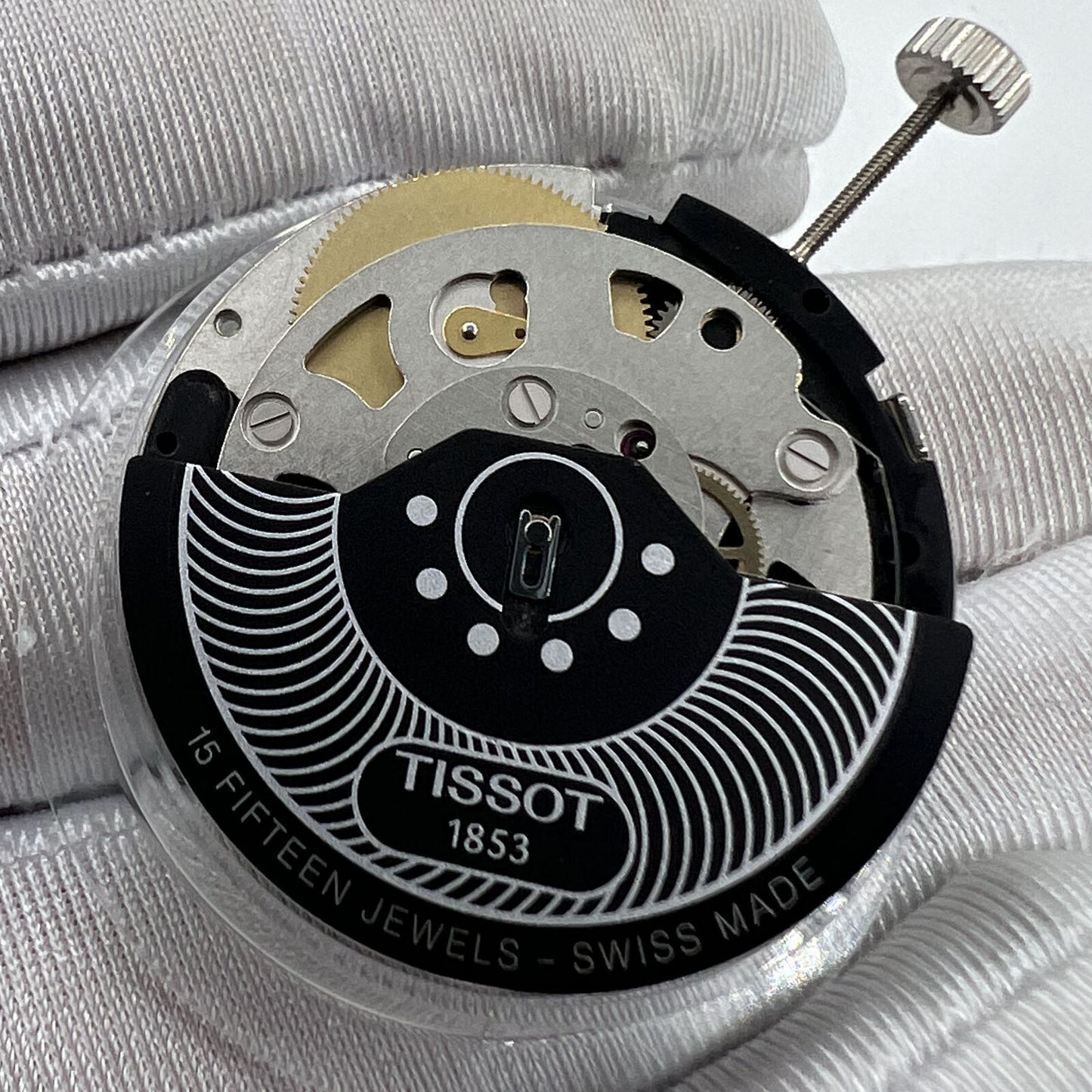 Swiss Made ETA C01.211 chronograph movement with 1853 black dial, perfect for watch accessory upgrades.