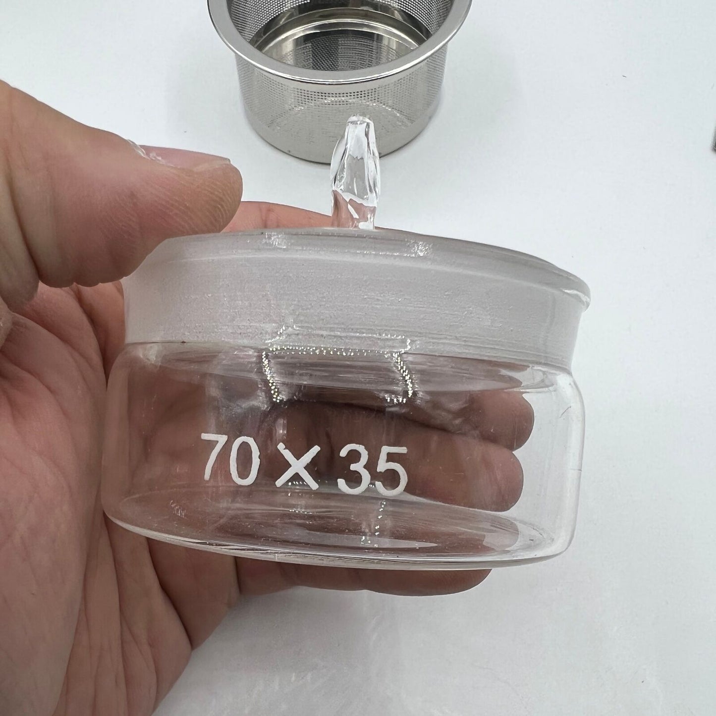 Benzine cup with basket tray for precise watch repair cleaning, 70x35mm, essential Benzine watch accessory tool.